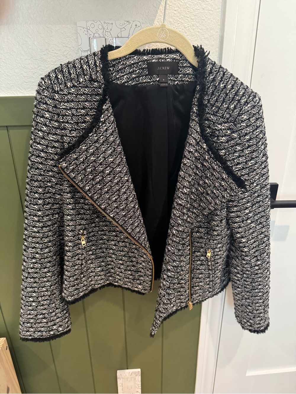 J. Crew Tweed Zip Motorcycle Jacket